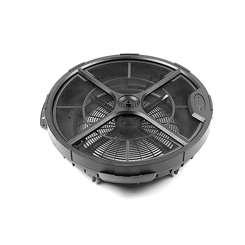 Machined fan grille produced in batch quantities