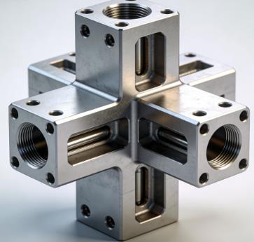 Aluminum pneumatic valve body after precision milling