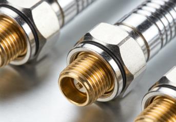 Precision brass RF connector body with complex internal geometry