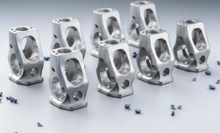 Titanium robotic joint connectors after 5-axis machining