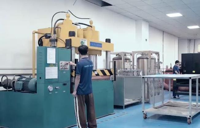 Metal stamping machine on the production floor